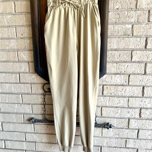 Lululemon Cream Track Pants with Elastic Waist and Relaxed Fit